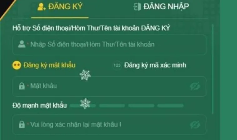 Giao diện Đăng ký EV88