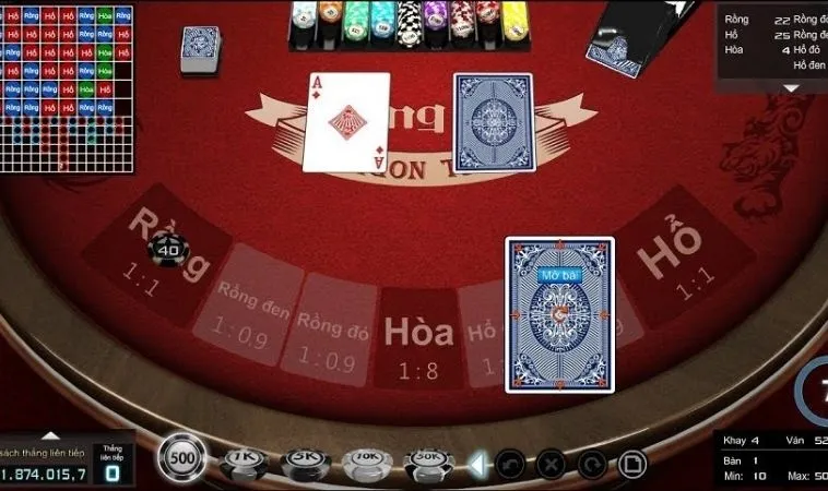 Các cửa cược trong game Dragon Tiger tại EV88