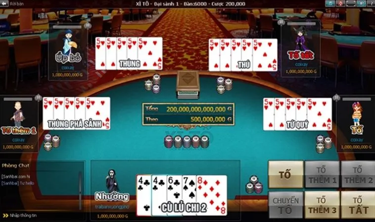 Bàn chơi Xì Tố tại EV88